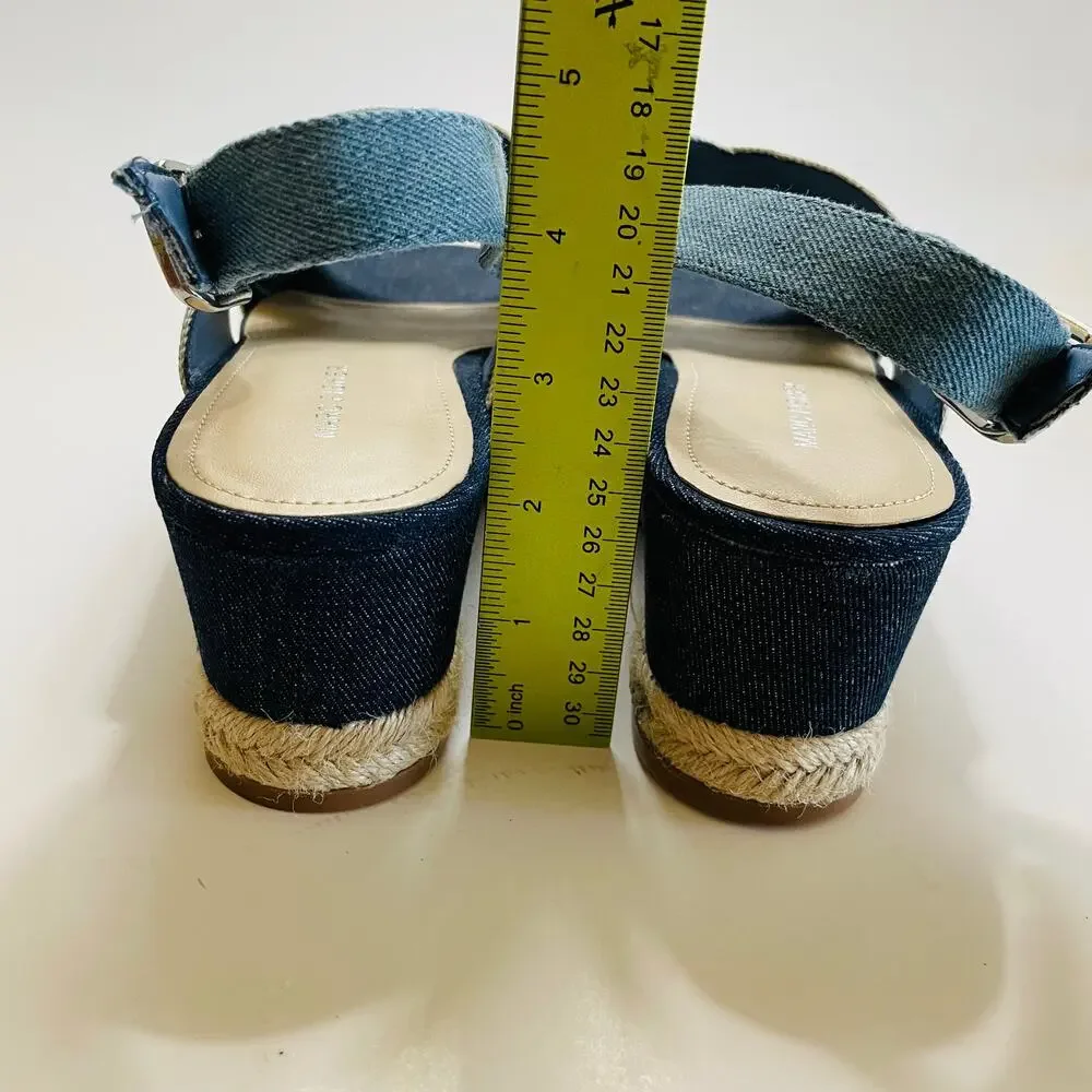 Marc Fisher Denim Espadrille Wedge Sandals 9.5